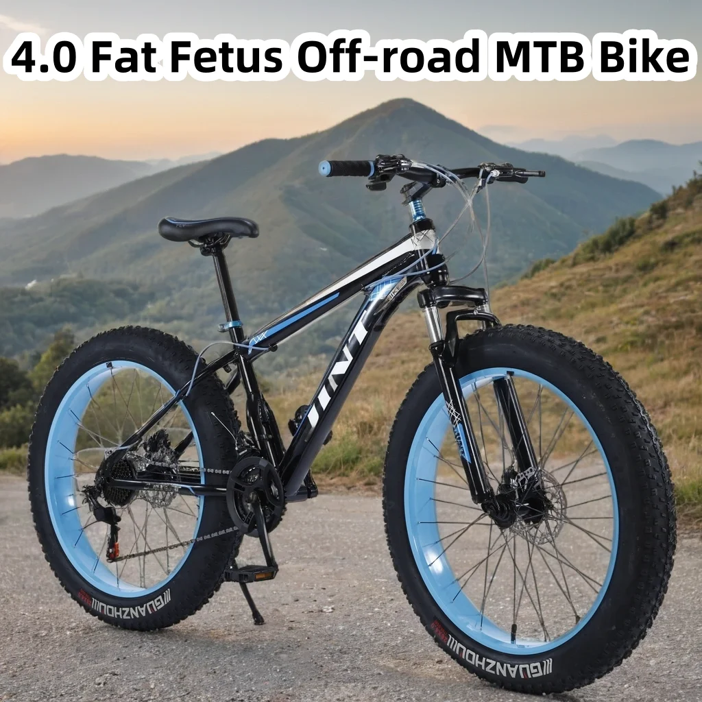 

26inch High carbon steel frame off-road Bicycle21/24/27speed Mountain bike Double disc brake Lockout Fork 4.0 fat tires MTB bike