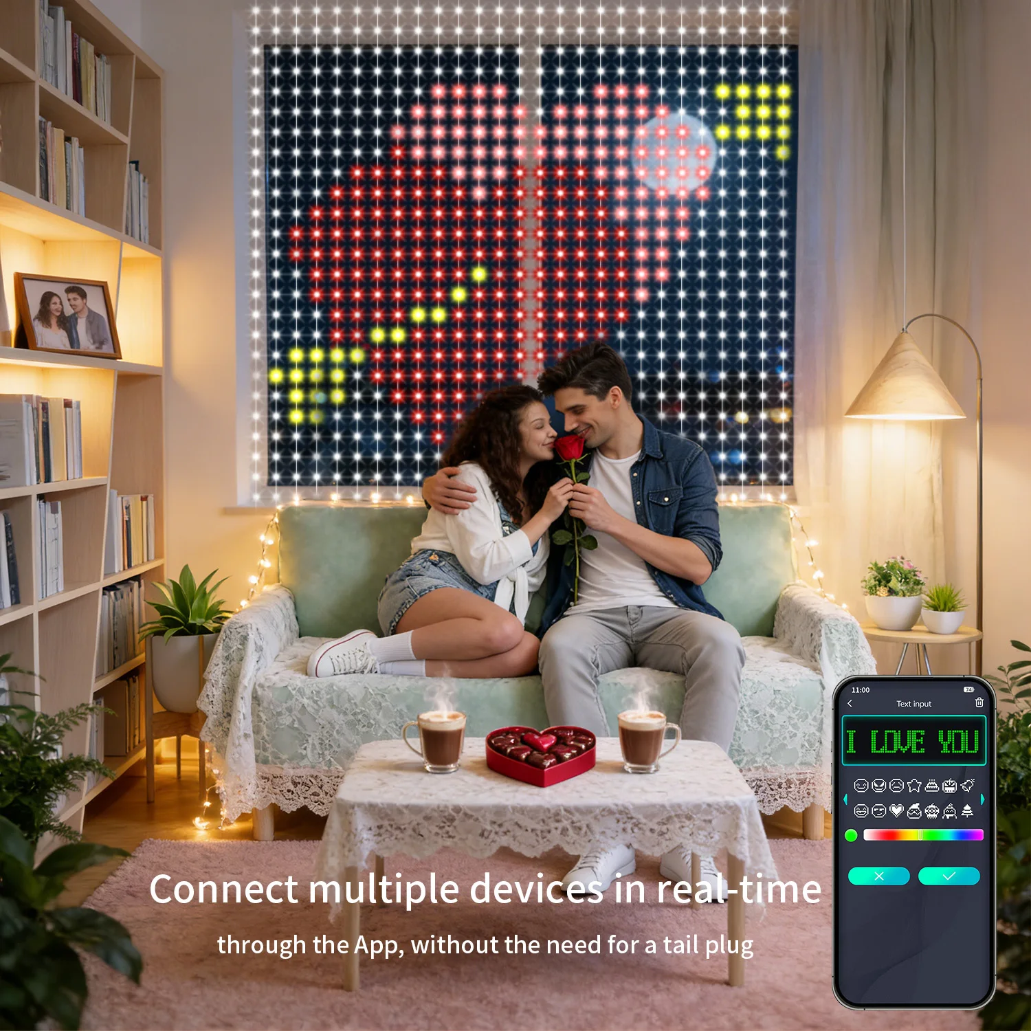 

Интеллектуальные светодиодные гирлянды-шторы, музыкально-синхронизированные светильники с изменением цвета, возможность создания текста и узоров, украшение для вечеринок и дома