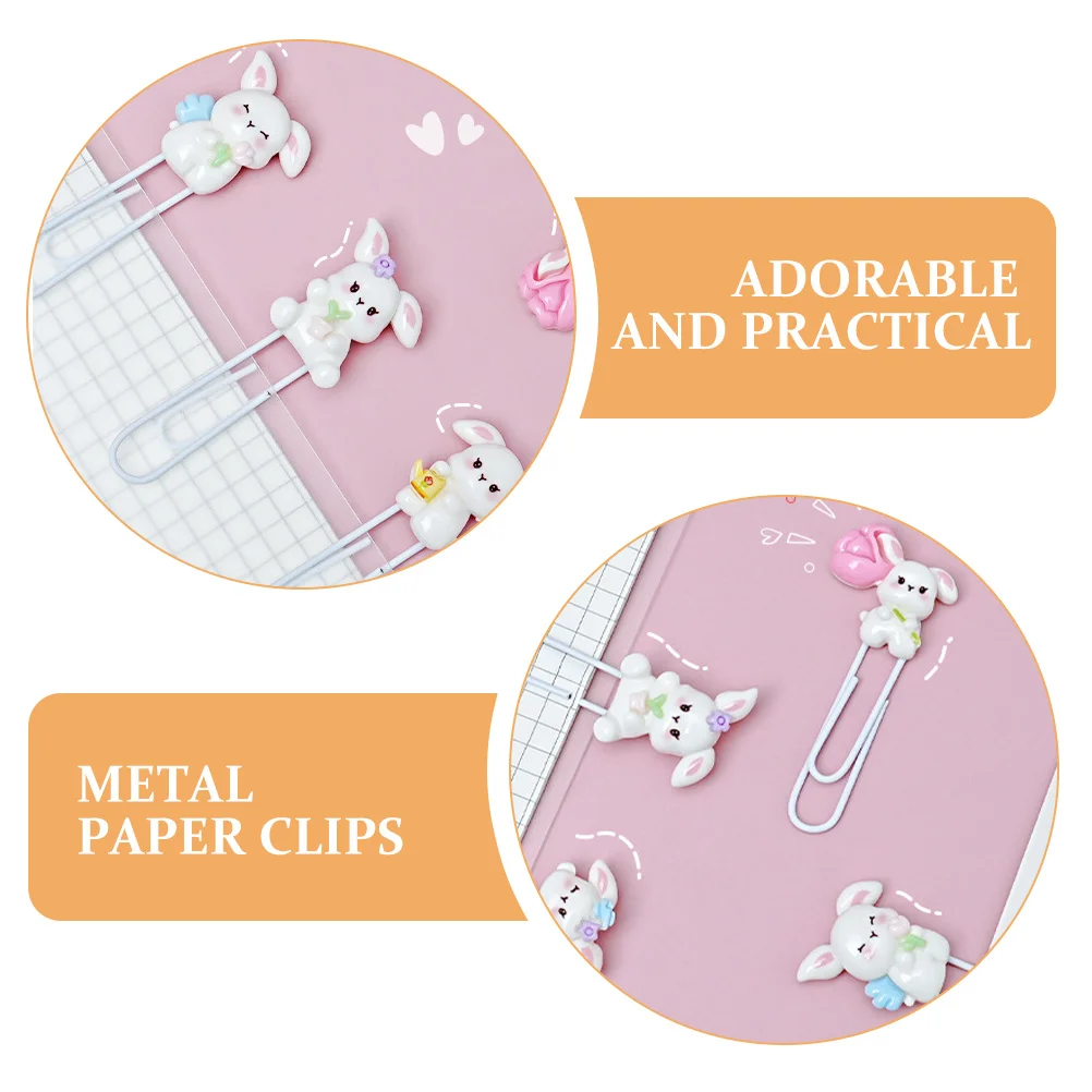 5Pcs Rabbit Paper Clips Metal Easter Bunny Shaped Decorative Clips for Office School DIY Bookmarks Easter Party Supplies