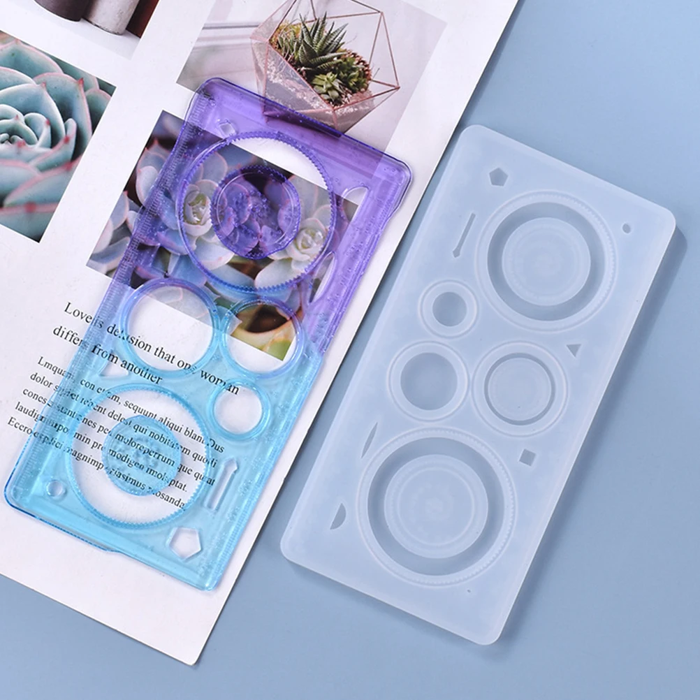 

Crystal Epoxy Mold Drawing Ruler Casting Mould Hollow-out Painting Suite DIY Craft Curve White Office