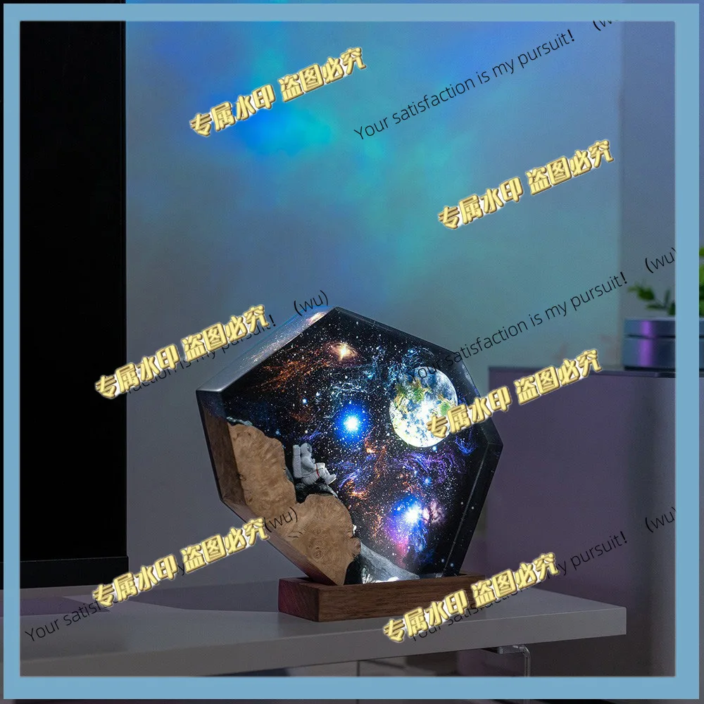 Space Galaxy Astronaut Interstellar epoxy resin wood luminous home decoration Christmas and birthday gift