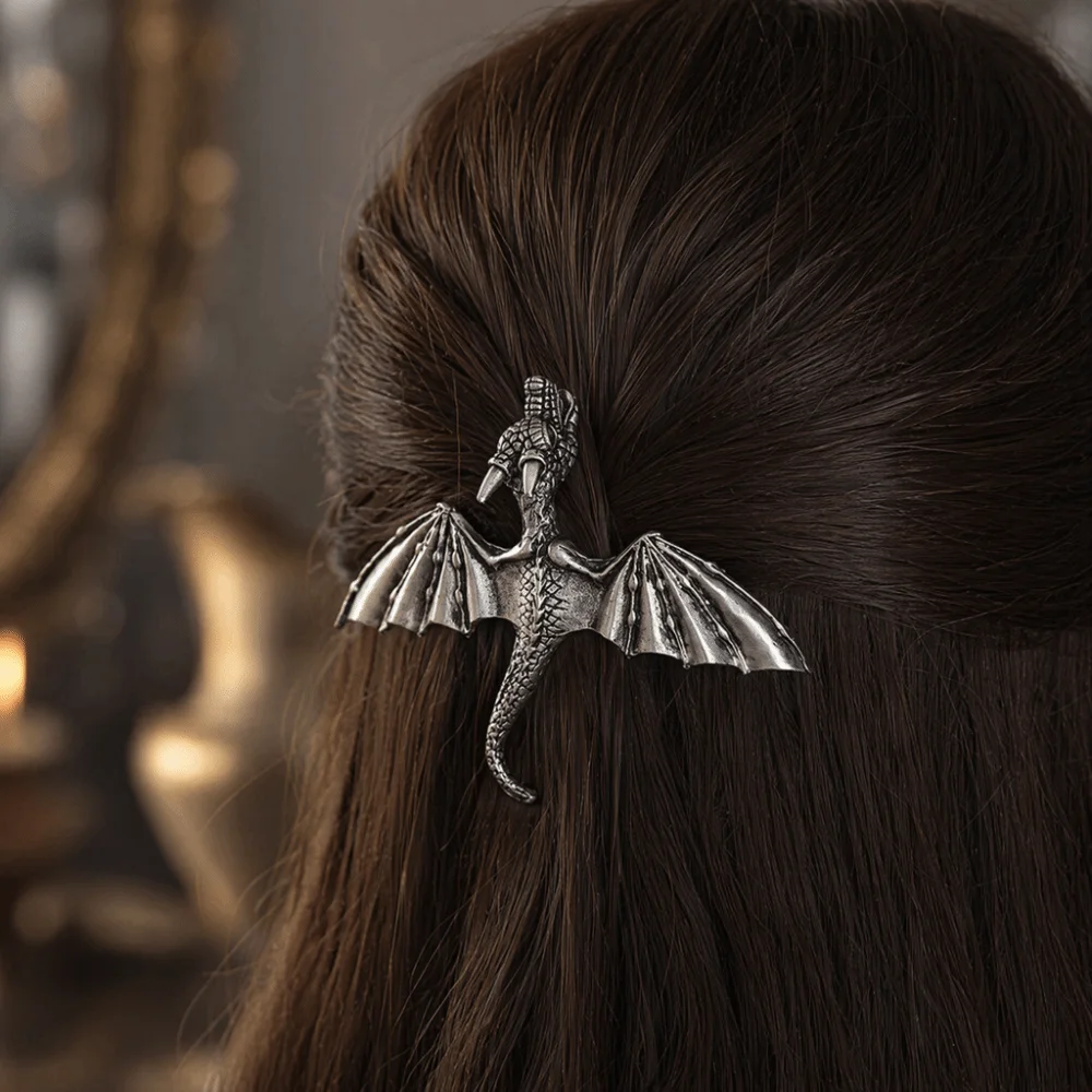 Vintage Viking Dragon Hairpin Elegant Unique Flying Dragon Hair Clip Personalized Hair Accessory Retro Spring Clip Mother's Day view 3