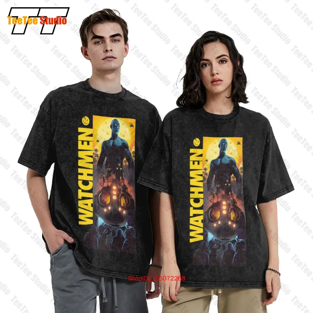 Watchmen Dr Manhattan Silk Spectre Nite Owl Comedian Rorschach Black Vintage Oversized T-Shirt XFTP
