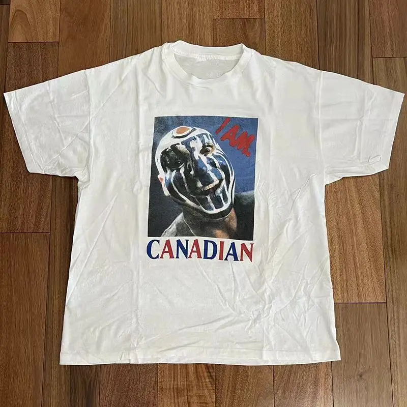 

Забавная модная брендовая футболка из чистого хлопка с портретным принтом и короткими рукавами, винтажная хлопковая футболка