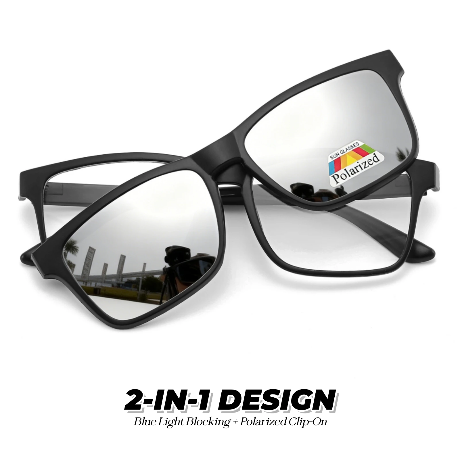 Aufsteckbare Magnetische Sonnenbrille mit Blaulichtfilter-Rahmen 2-in-1 Polarisierte Brille für Autofahren & Outdoor-Aktivitäten – Detail 11
