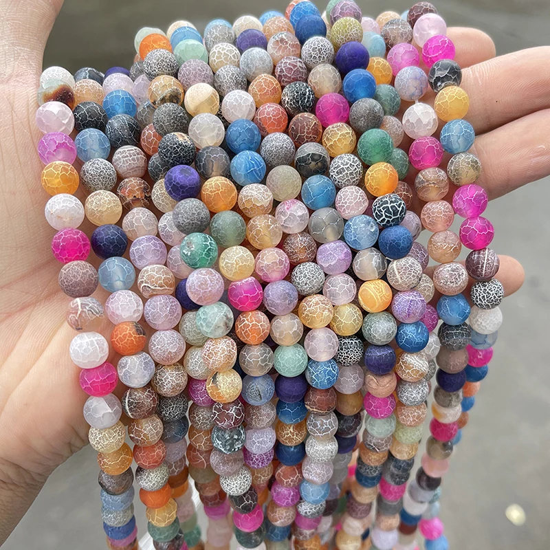 4 6 8 10mm Natural Mixed Color Weather Agates Stone Beads Round Loose Spacer Beads For Jewelry Making DIY Bracelet Necklace