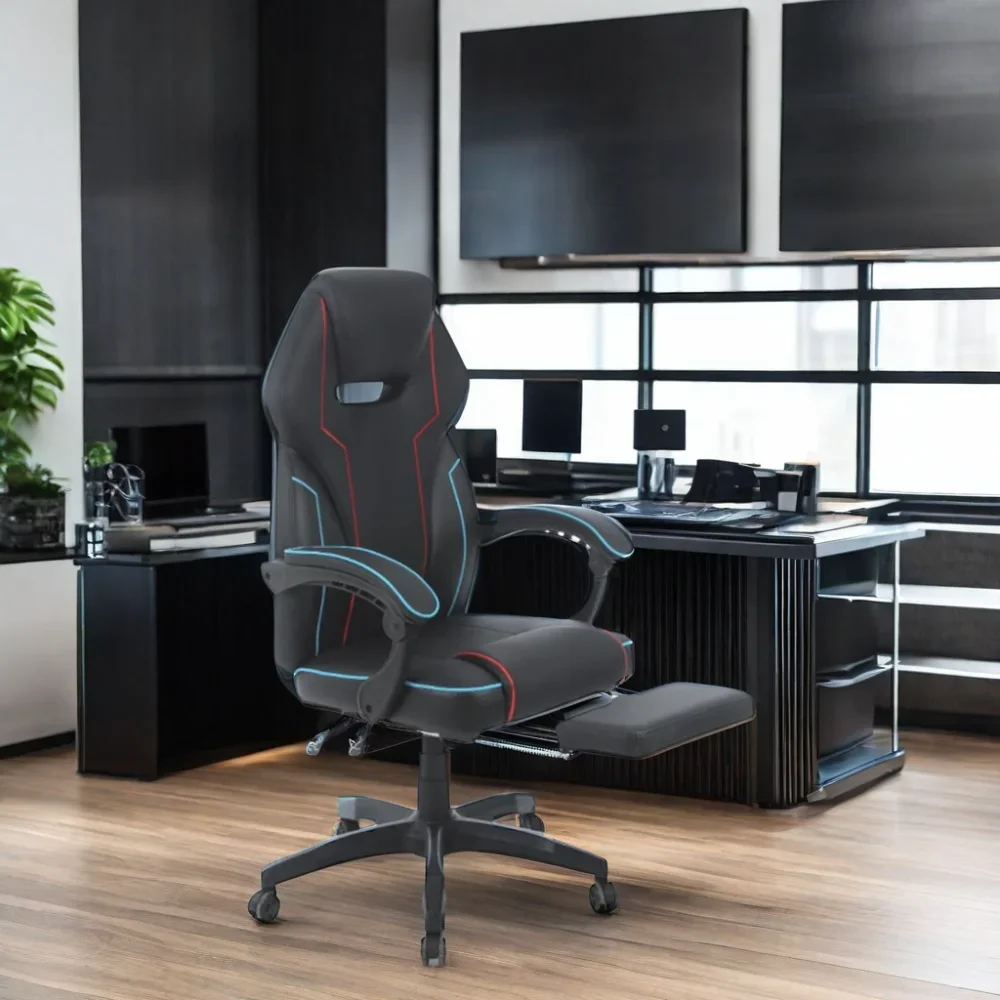 Spider Lift Chair Comfortable Stainless Steel And Synthetic Leather Swivel PC Gaming Racing Chair With Footrest