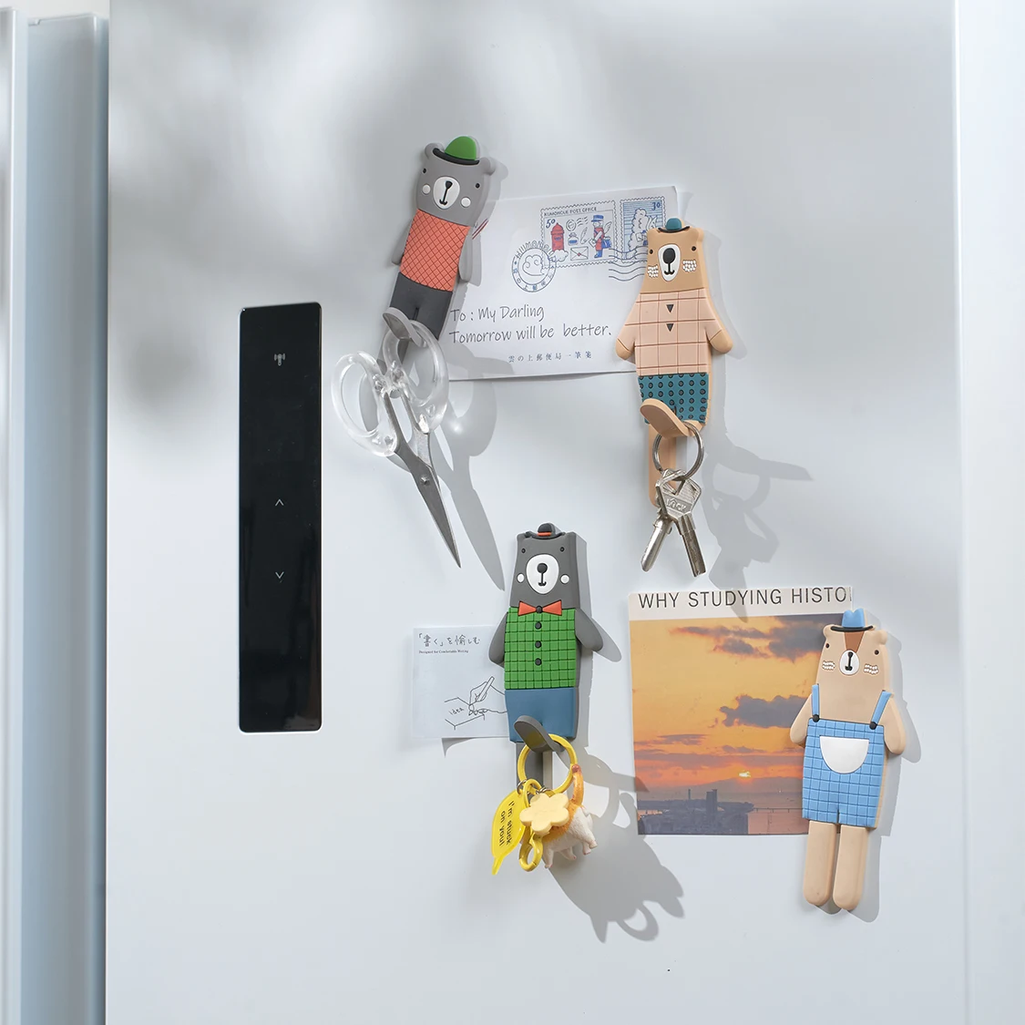 2pcs Plaid Bear Magnetic Auxiliary Hooks,key Hanging,Decorative Hooks Clothes Hooks,Bag Hooks,Earphone Hook,Back to School