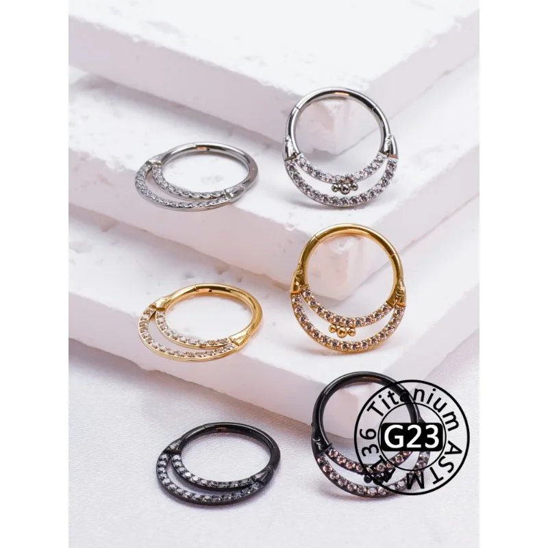 2/5pcs G23 Titanium Nose Ring Women Piercing Sexy Body Jewelry Septo Zircon Earring Tragus Circular for Septum Wholesale