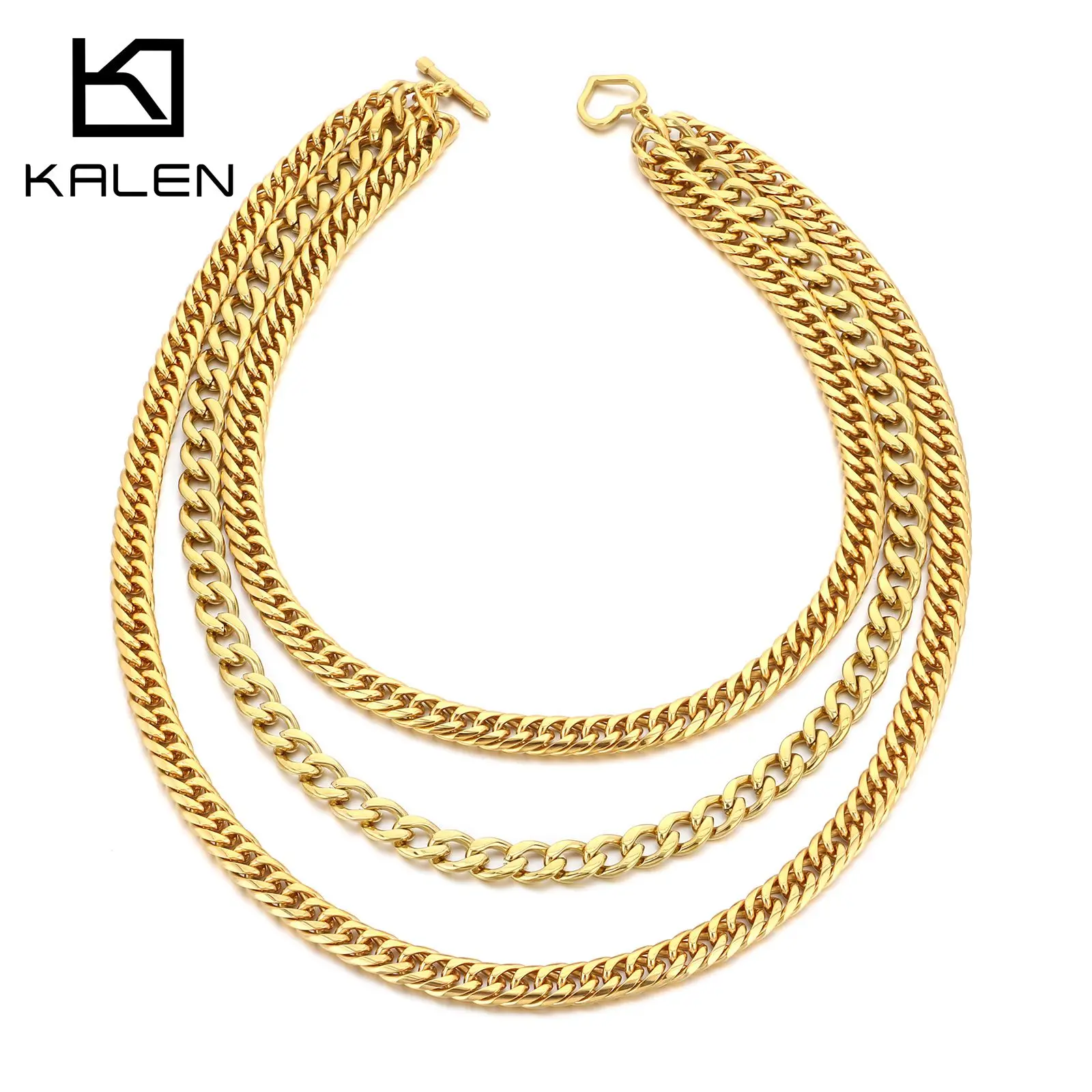 

3 Layer Beauti Link Chain Women's Choker Necklace Party Girlfriend Gift - Stainless Steel 304 - KN293319-Z
