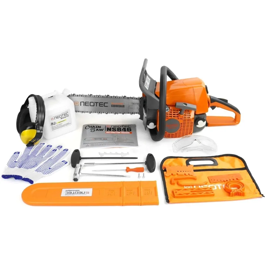 منشار غاز NEOTEC 45.4cc NS846 Powerhead مع شريط توجيه 16 بوصة وسلسلة 3.0 HP 2 24KW منشار سلسلة الطاقة متوافق تمامًا مع #6