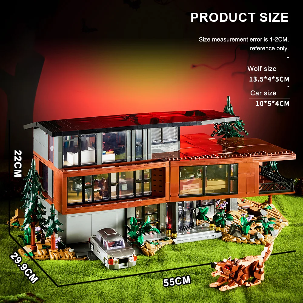 

Spooky Vampire Villa Building Blocks Kit Luxury House Model with Trees Wolf Car DIY Toy Room Display Birthday Gift for Fans