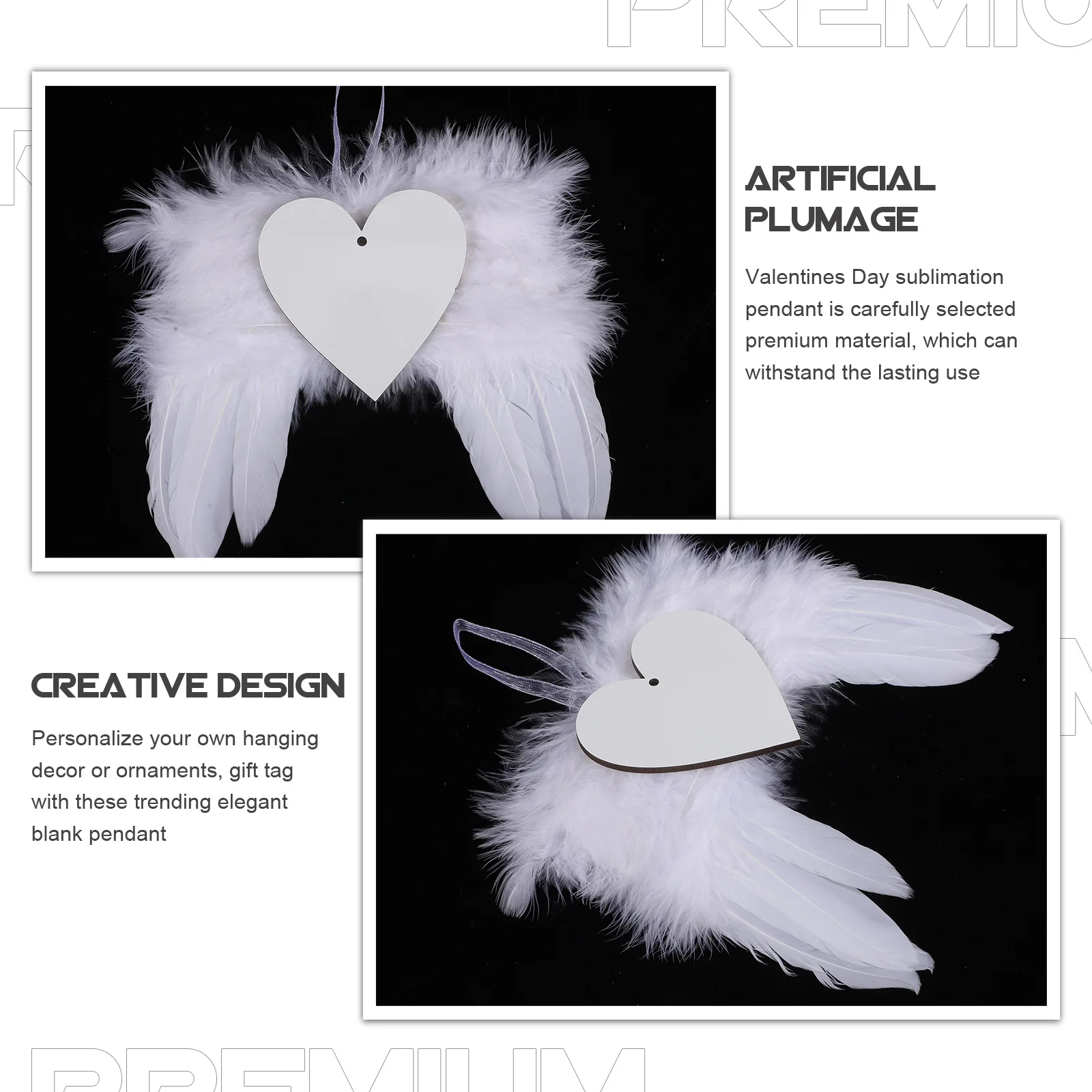 

12Sets Valentines Day Wing Hanging Ornaments DIY Sublimation Blank Pendants Home Wall Decor Heat Transfer Decor