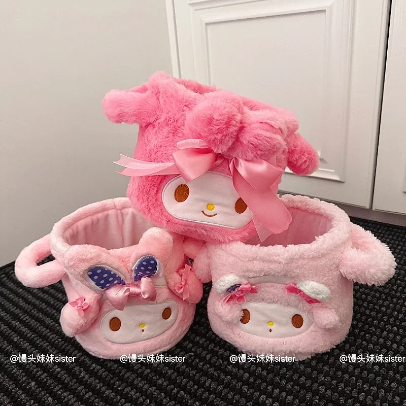 Sanrio Foldable Storage Bucket Hello Kitty Bag Desktop Plush Storage Bucket My Melody My Sweet Piano Miscellaneous Storage Bag