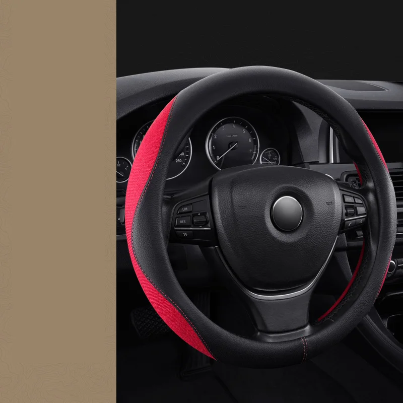 

Universal Linen Leather for Toyota VW Audi BMW Mercedes Benz Car Steering Wheel Cover Sleeve Direct Use Thin Non-slip