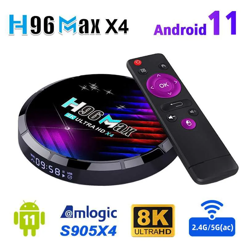 Dispositivo de TV inteligente H96 Max X4, decodificador con Android 11,0, S905, X4, H96Max, 2GB, 16GB, 4GB, 32GB, 64GB, 8K, AV1, 2,4 GHZ, 5GHZ, Wifi