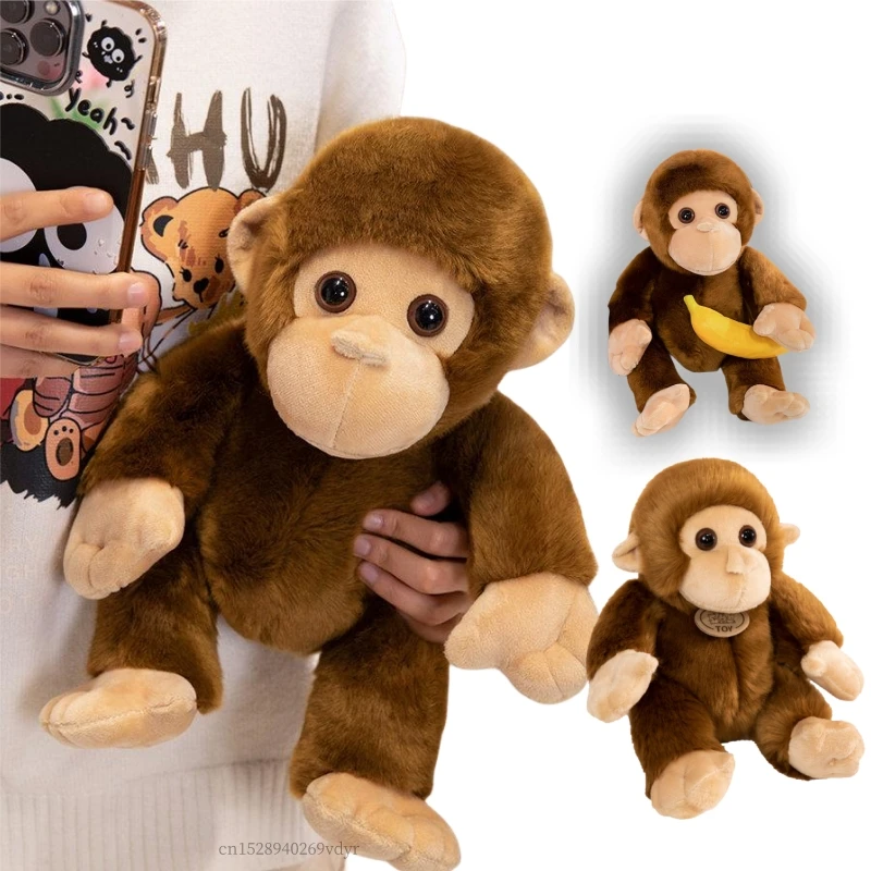 30CM Big Eye Brown Monkey Dolls Simulation Stuffed Animal Super Soft Hight Quality Home Decor Toys Girls Birthday Gifts Pillow