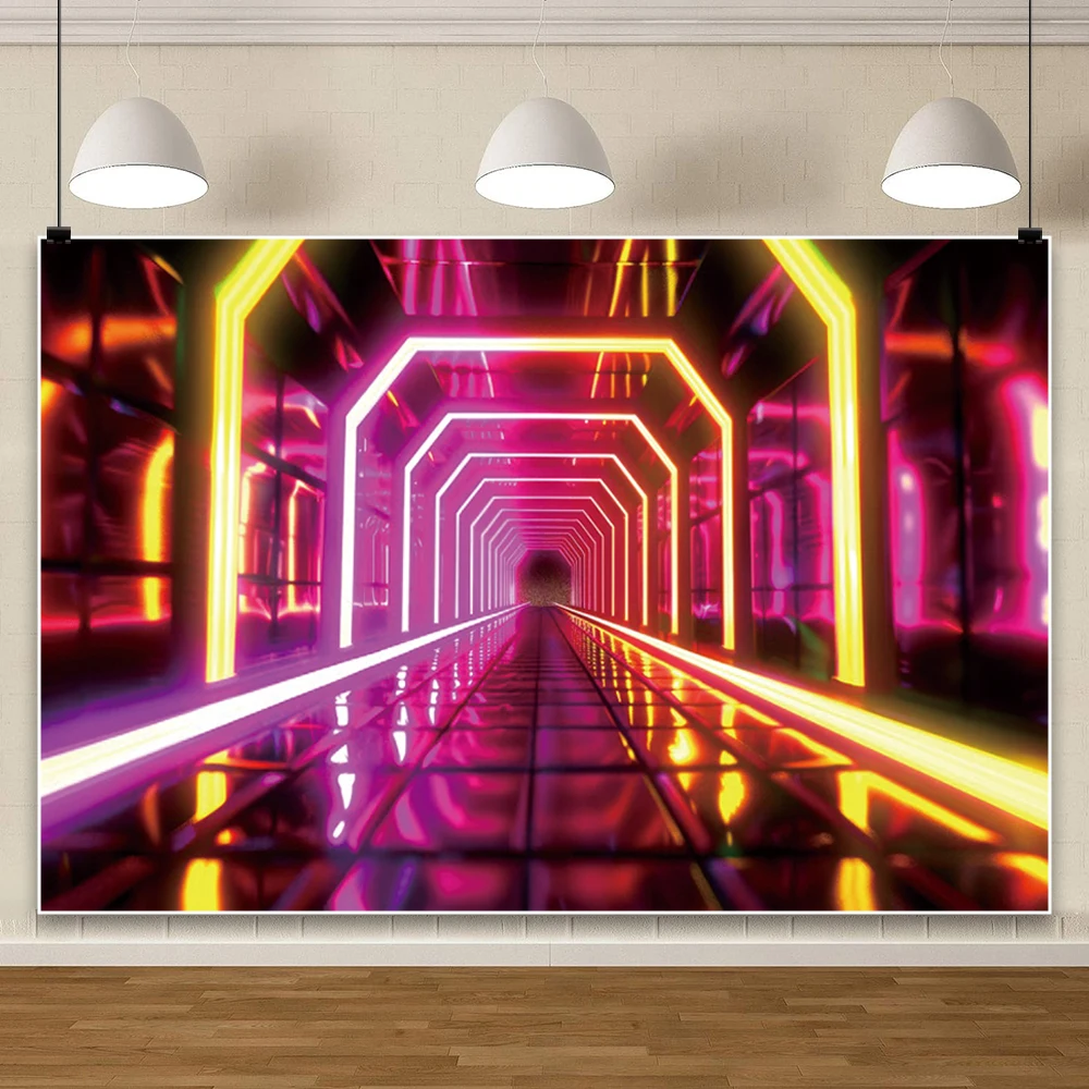 خلفية موضوع الفضاء المستقبلي ثلاثية الأبعاد للخيال العلمي للتصوير الفوتوغرافي المجسم للأحداث التقنية والأفلام خلفية الألعاب لالتقاط الاستوديو