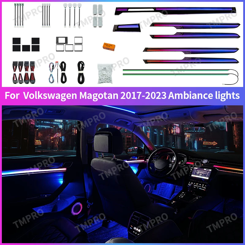 Applicable for 2017-2023 Volkswagen Magotan Car Ambient Lights Automotive Interior Decoration64 Colors LED Safety assistance