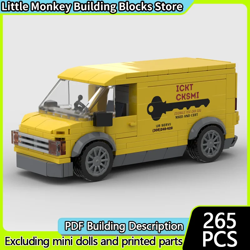 

City Car Model MOC Building Bricks Mobile Locksmithing Van Modular Technology Children Holiday Gifts Assemble Toys Suit