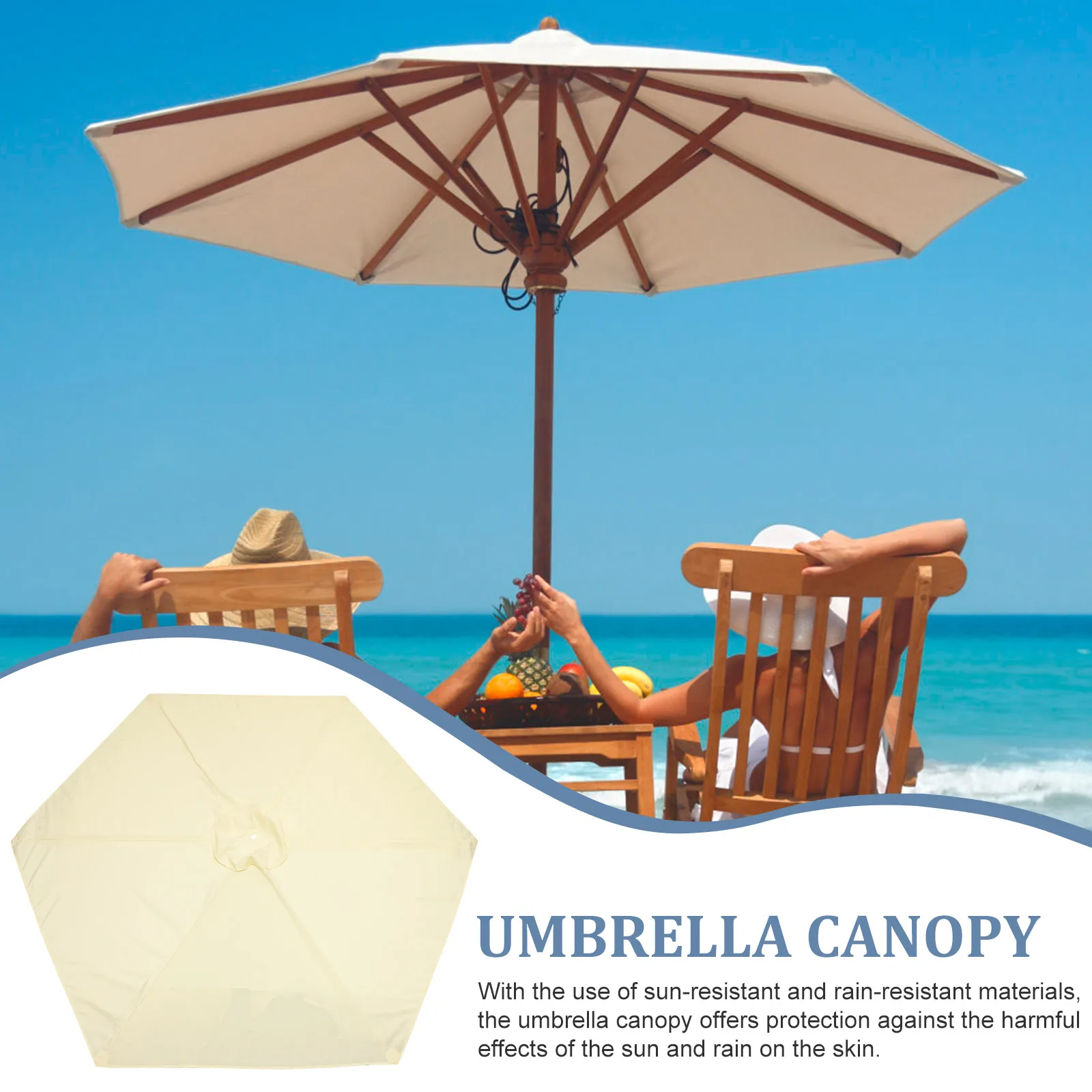 

Replacement Canopy for Patio Umbrella Polyester Fabric Outdoor Umbrella Canopy Replacement Sun Resistant Rainproof Ventilation