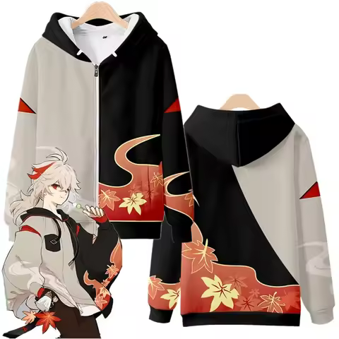 Coslan Game Genshin Impact Cosplay Costume Kaedehara Kazuha Pullover Unisex Adult Hoodie Sweatshirts Coat Casual Zipper Jacket