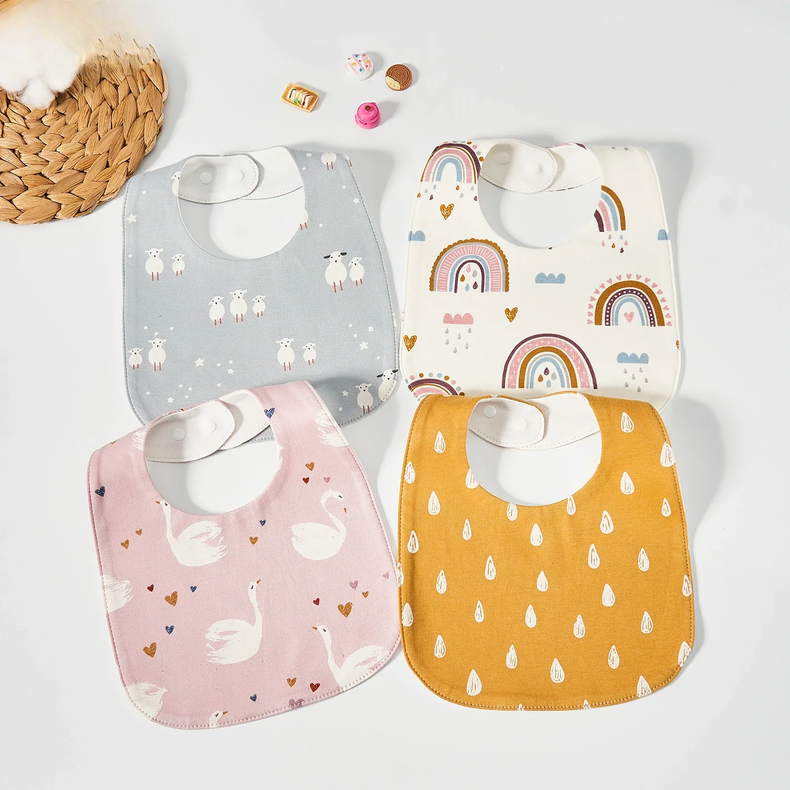 Baby Bibs Burp Cloths Bibs Soft Cotton Adjustable Bib U Shape Newborn Feeding Bibs Infants Saliva Towe Rice Bag