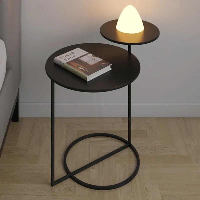 

Nordic Creative Iron Small Side Table Double Layers Luxury Living Room Coffee Table Simple Round Bedside Table Home Furniture