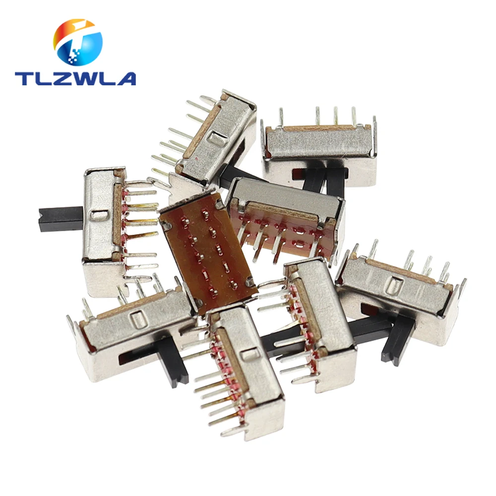 10PCS SS23D07 8 PINS 3 Position 2P3T Toggle Switch Double Vertical Sliding Switch Handle Length 5MM Bracket