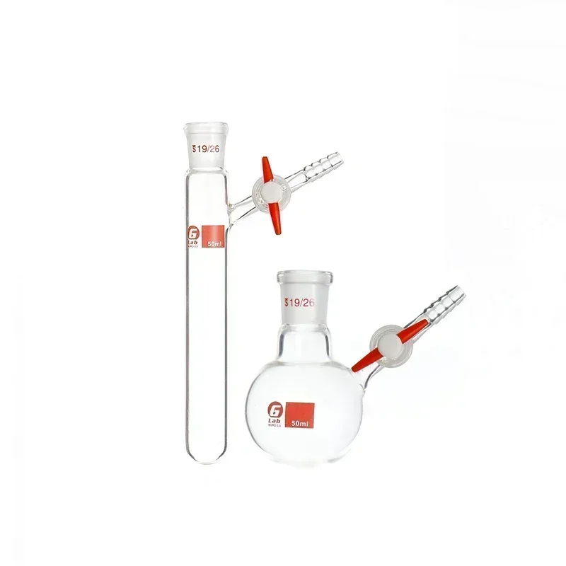 Laboratory Grinding Mouth Transparent Reaction Tube Tetrafluoro-Section Door Schlenk Tube Chemistry Supplies 10-250ml
