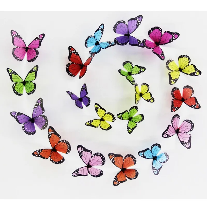 New 18pcs/lot Crystal Butterflies 3d Wall Sticker Beautiful Butterfly Living Room for Kids Room Wall Decals Home Decoration