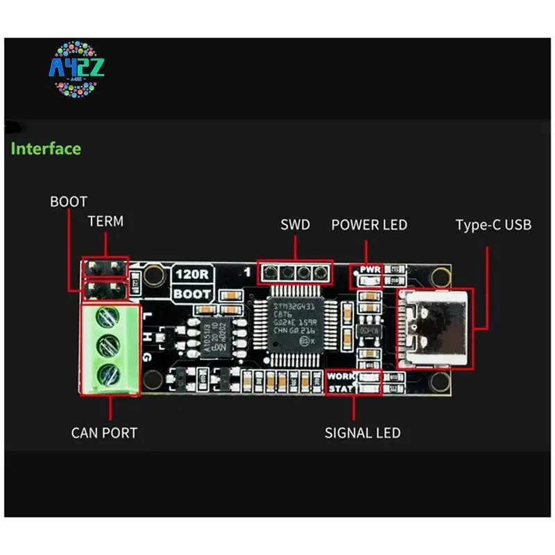 

A42Z-Canable Canbus Transceiver USB To PCAN Protocol Analyzer Adapter CAN2.0 Serial Controller