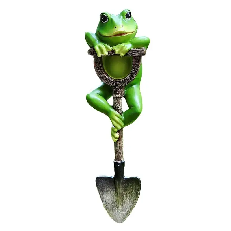 THIVN-Frog Figurine Statue Outdoor Decoration Frog With Shovel Plant Decor Landscape Resin Sculpture Gift Art Accessories