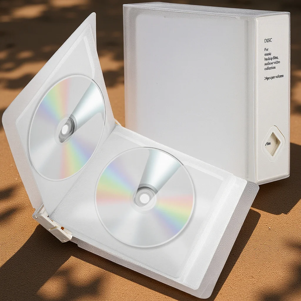 

Cd Storage Box Organizer Portable Holder 24 Disc Capacity Thick Cover Non-Woven Sleeve for Home Office Dorm Cd Case