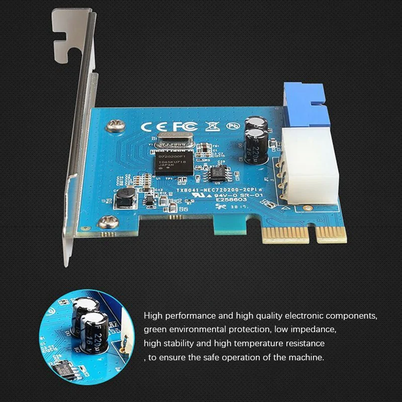 USB3.0 Expansion Card Front Large 4PIN+Small 20Pin Optical Drive/Floppy Drive Interface PICE To USB3.0 Adapter Card