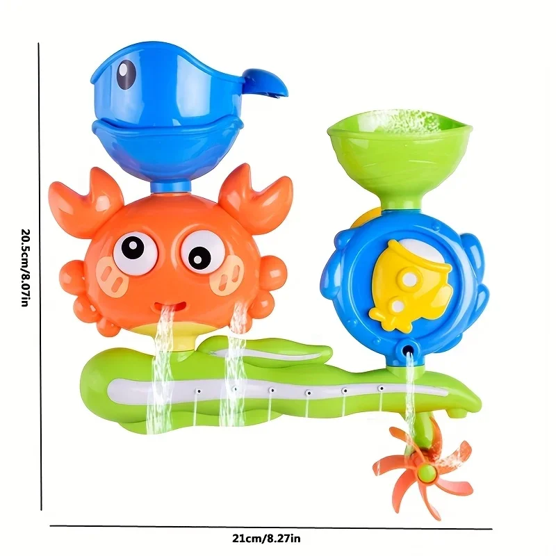 1pc crianças roda de água banho com ventosa, brinquedo sensorial sprinkler girando para diversão na banheira, presente da criança do bebê, presente natal