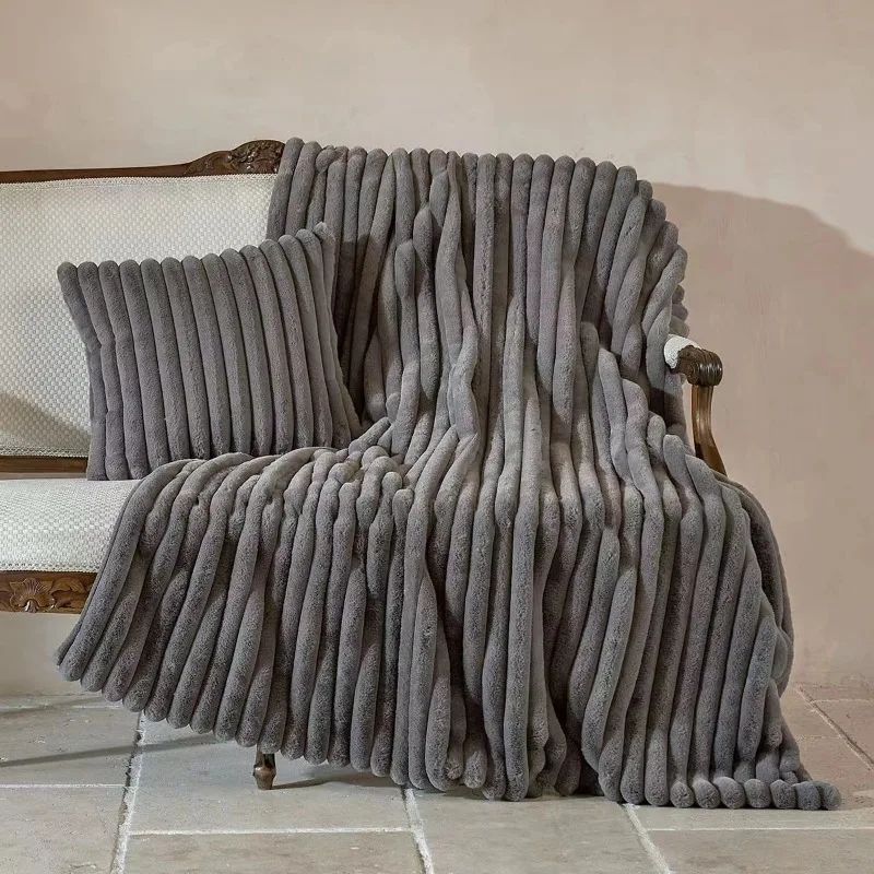 Imitation Fur Plush Blanket, Bedspread, Warm, Super Soft, Bed, Sofa Cover, Luxury, Fluffy, Throw, Bedroom, Couch, Winter
