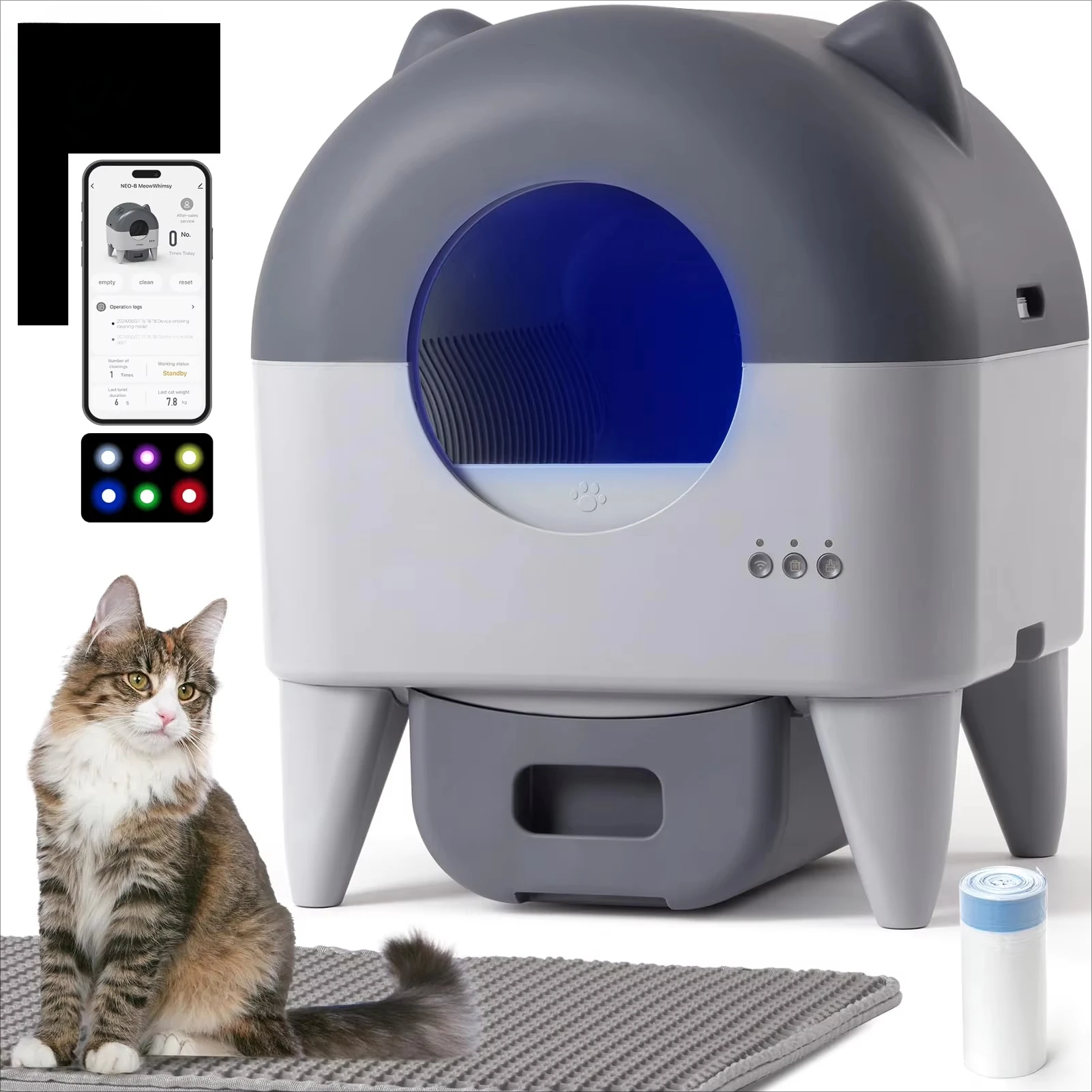 Wholesale Self Cleaning Litter Box 76L Large Space APP Remote Control One Click Poop Removal Automatic Smart Cat Toilet for Cats