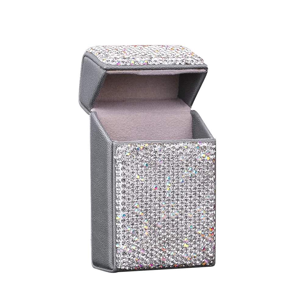 Bling Rhinestone Cigarette Case Holder for Regular King 20 Capacity Pocket Cigarettes Box Flip Closure Smoking Accessories Gifts