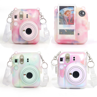 Color Case for Fujifilm Instax Mini 12 Camera PC Crystal Protective Shell Photo Storage Bag with Strap for Mini12 Instant Camera