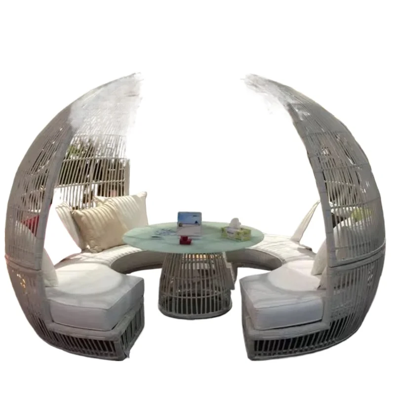 

Outdoor sofa garden leisure round bed balcony courtyard open-air beach rattan coarse rattan bird cage bed Nordic lounge chair