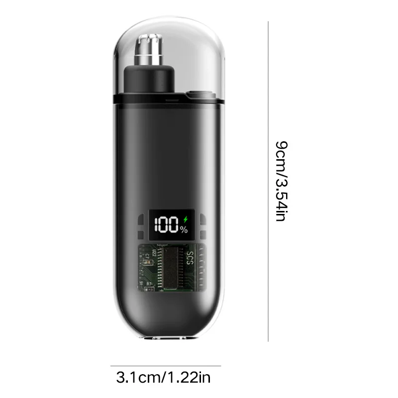 جهاز شعر الأنف الكهربائي مدمج ومحمول، وشاشة رقمية LED تدعم شحن TYPE-C.