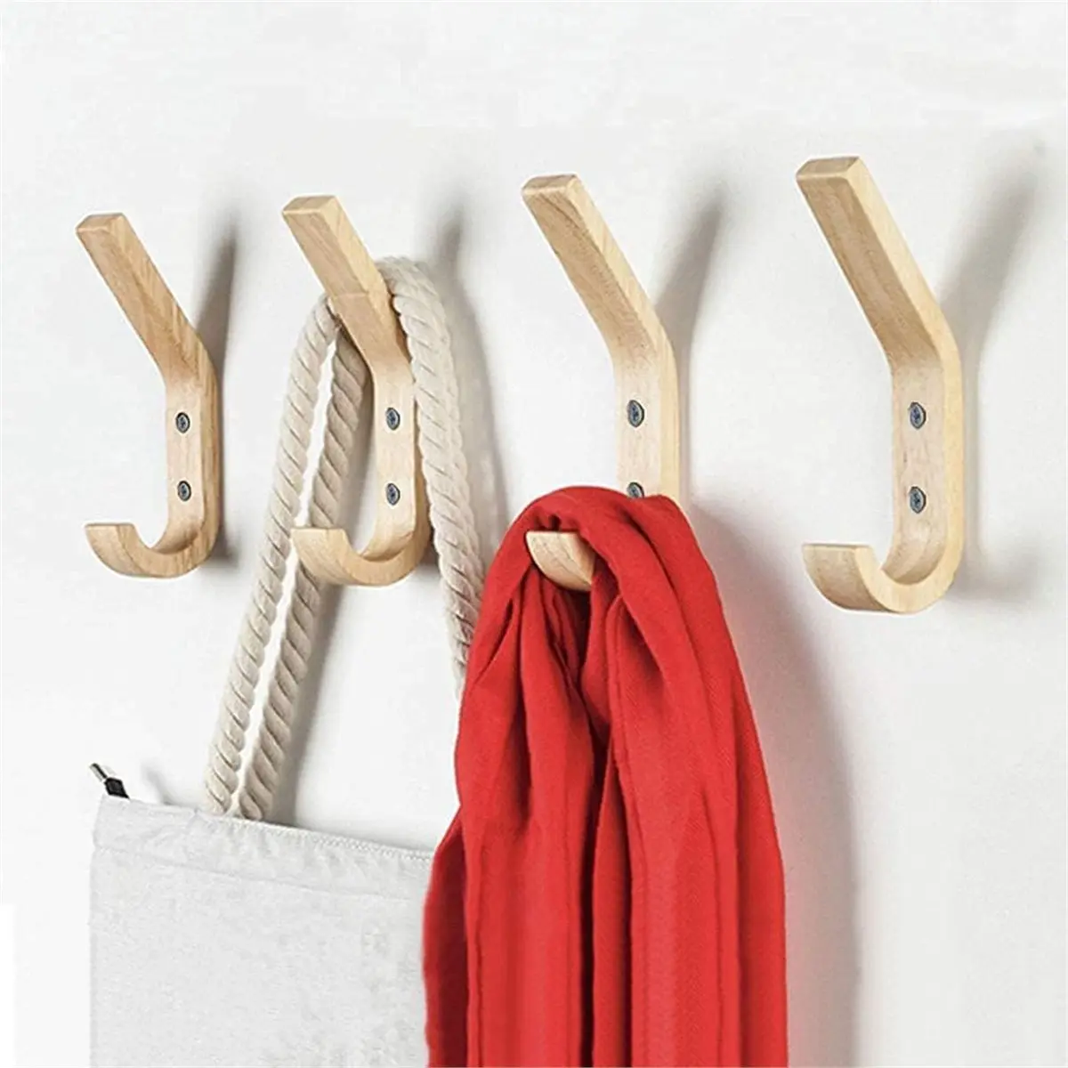 Coat Hooks Wall Hooks,Natural Wood Hooks Decorative Vintage Wood Wall Hooks Organizer Heavy Duty Wall Mounted Hooks