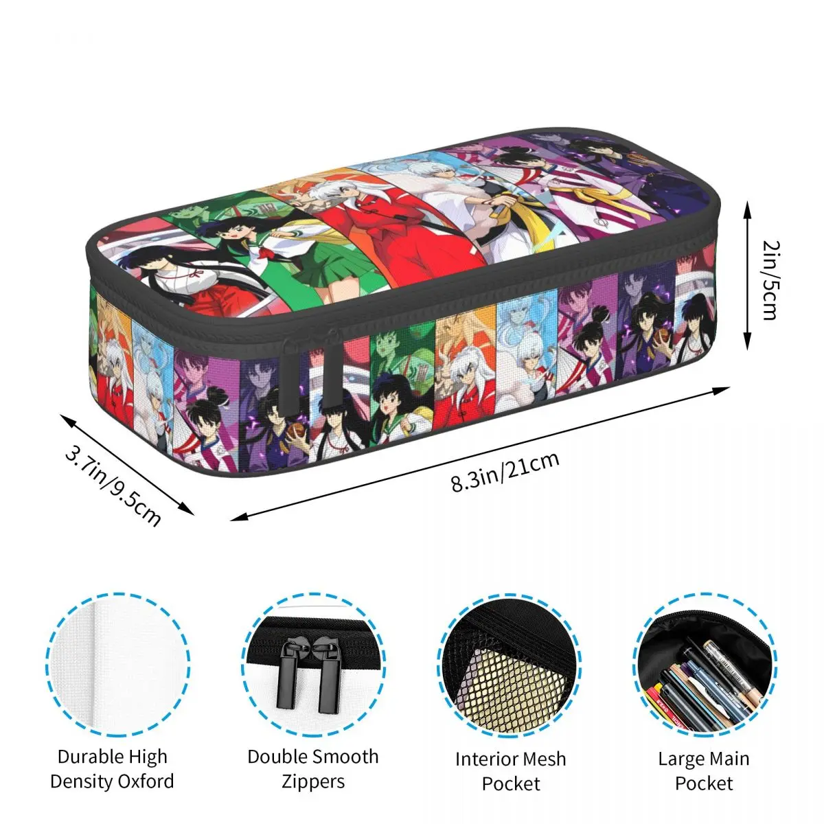 Inuyasha Kikyo Kagome Higurashi Pencil Case for Boys Girls Large Storage Sesshomaru Sango Naraku Pen Box Bag School Supplies view 5