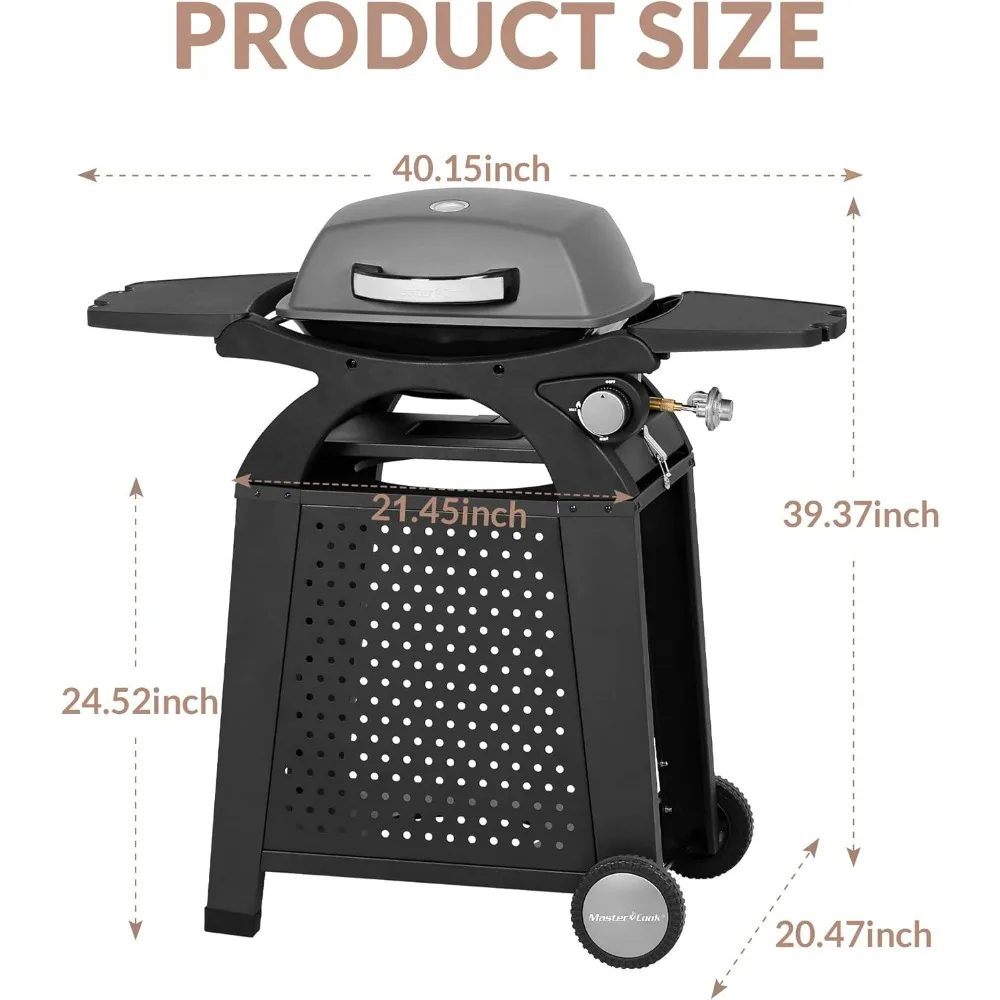 Grill gazowy propanowy, przenośny grill stołowy z wózkiem na patio, kemping, podróże