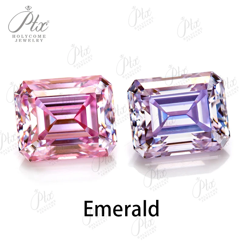 

Moissanite Stone Light Pink Purple Color Brilliant Emerald Cut VVS1 Lab Created Diamond GRA For diy jewelry and watches beads