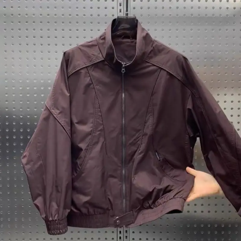 

Outdoor Men's Stand Collar Jaet Spring Summer American Casual Design Color Simple ort Coat Trendy Polyester Fiber