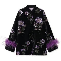 Chinese National Embroidery Jacket Women Beautiful Sequins Temperament Jacquard Ethnic Coat For Spring Autumn