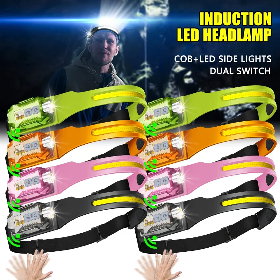 

Светодиод + COB, индукционная фара с двойным источником света, съемный фонарик 2-в-1, 9-уровневый затемняющий уличный многофункциональный фонарь для рыбалки