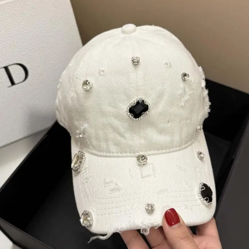 A52E Stone accent baseball cap with cutout design outdoor hat for travel styling
